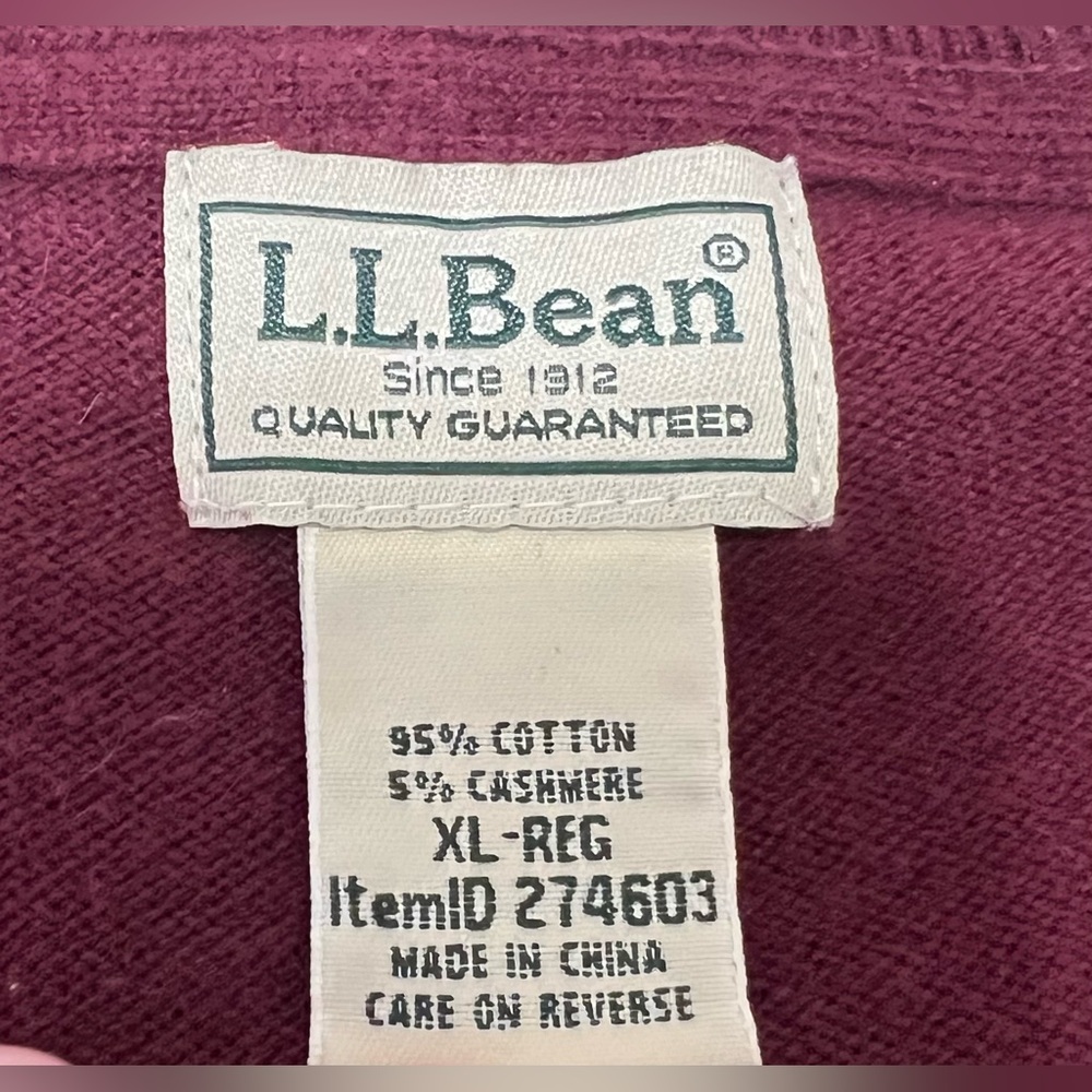 L.L.Bean Cotton Cashmere blend V-Neck Sweater XL - Picture 3 of 4